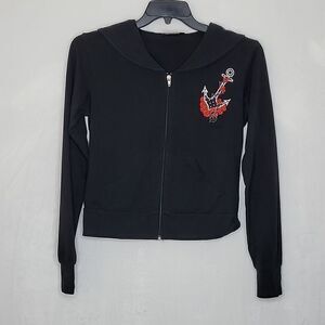 Living Dead Souls Goth Sailor Embroidered Sweater Size Medium